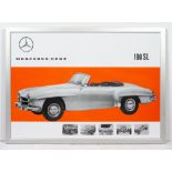 A DECORATIVE REPRODUCTION OF A MERCEDES-BENZ ADVERTISING POSTER for 190SL automobile, produced in