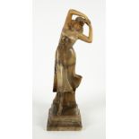 LATE 19TH / EARLY 20TH CENTURY SCHOOL Girl with a feathered headdress, alabaster, unsigned, the