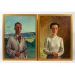 MID 20TH CENTURY CONTINENTAL SCHOOL a pair of portraits, husband and wife, oil on canvas, each