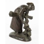 LUDWIG CAUER (1866-1947) Gathering Sticks, bronze, signed to the base, 41cm high Condition: very