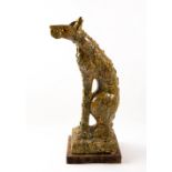 IAN GREGORY (b. 1942) Seated Dog, glazed ceramic, mounted on a wooden base, 79.5cm high overall