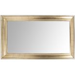 A LARGE RECTANGULAR WALL MIRROR with bevelled glass and a silvered moulded frame, 93cm x 174cm At