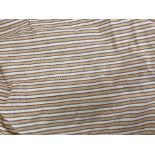 A PAIR OF LARGE STRIPED FABRIC AND LINED CURTAINS each curtain approximately 400cm wide at the