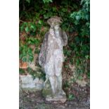 A CARVED SANDSTONE STATUE depicting Dick Turpin, 46cm wide x 137cm high Condition: some surface