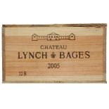 CHATEAU LYNCH BAGES, Pauillac 2005, 12 bottles Sealed in original pine crate, held in bond then