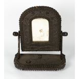 A 19TH CENTURY AMERICAN TRAMP ART DRESSING TABLE MIRROR 60cm wide x 26cm deep x 74cm high Condition: