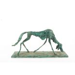 AFTER GIACOMETTI Pointer, green patinated bronze, 61cm long x 29.5cm high Condition: Good Condition