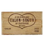 CHATEAU CALON-SEGUER St Estephe 2005, 12 bottles Sealed in original pine crate, held in bond then