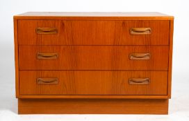 A MID TO LATE 20TH CENTURY TEAK G PLAN CHEST OF THREE LONG DRAWERS 81cm wide x 45.5cm deep x 53.