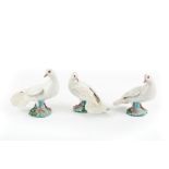 THREE POTTERY DOVES by Lady Anne Gordon 1969, all approximately 17cm high x 20cm wide, all signed