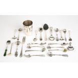 A GEORGE III SILVER DESSERT FORK in the old English pattern together with a silver jam spoon and a