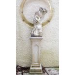 A CARVED MARBLE SCULPTURE depicting a mother in classical attire with her child, 54cm high