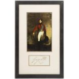 AN ORIGINAL GEORGE IV SIGNATURE signed in pen on paper, mounted in a glazed frame with a certificate