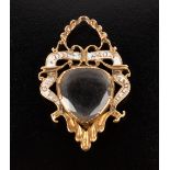 A 19TH CENTURY ROCK CRYSTAL AND ENAMEL MEMORIAL / SWEETHEART LOCKET PENDANT the scrolled openwork