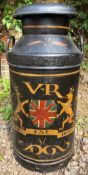 A CLOVER DAIRIES WILLOUGHBY MILK CHURN with later painted decoration, 35cm diameter x 73cm high At