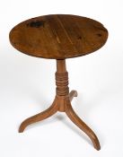 A LATE 19TH CENTURY OAK TOPPED TILT TOP TRIPOD TABLE 58cm diameter x 7cm high Condition: some