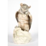 A LARGE CONTINENTAL PORCELAIN MODEL OF AN OWL in the style of Copenhagen, marked 8272 to the base,