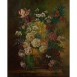 MACONOCHIE still life of flowers in a vase, oil on canvas, signed lower left, 55cm x 45cm, mounted