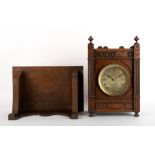 A LATE 19TH / EARLY 20TH CENTURY OAK CASED BRACKET CLOCK the silvered dial with Roman numerals