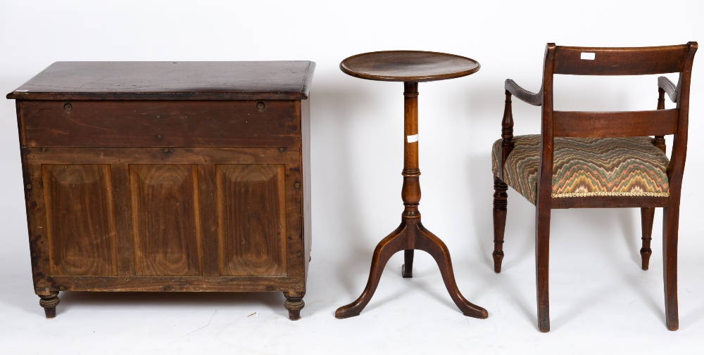 A 19TH CENTURY MAHOGANY CHEST OF TWO SHORT AND TWO LONG DRAWERS with brass swan neck handles and - Image 2 of 3