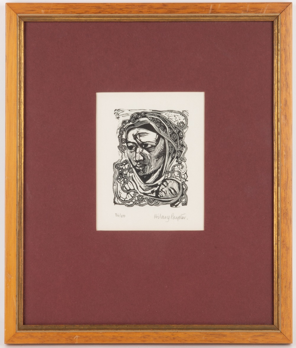 HILARY PAYNTER (1943) Portrait of a mother and child, woodcut, signed and numbered 36/50, 8cm x 6.