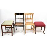 A SMALL GROUP OF OCCASIONAL FURNITURE to include a Regency style black and gilt painted chair with