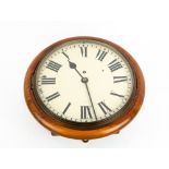 AN EDWARDIAN MAHOGANY DIAL CLOCK with fusee movement and spun bezel, 37cm diameter overall