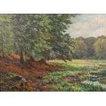 EARLY TO MID 20TH CENTURY SCANDINAVIAN WOODEN LANDSCAPE oil on canvas, indistinctly signed lower