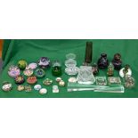 A COLLECTION OF ANTIQUE AND LATER GLASS PAPERWEIGHTS some with millefiori cane decoration to include