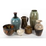 A MIXED COLLECTION OF STUDIO POTTERY to include an Ara Cardew jar and cover, 11cm diameter x 11cm