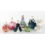 SIX ROYAL DOULTON FIGURINES to include Goodie Two Shoes HN2037, Belle HN2340, Debbie HN2385,