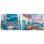 SHARIE HATCHETT BOHLMANN Tropical terrace, print, signed in pencil and numbered 312/375, 58cm x