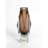 A 1960'S / 70'S SOMMERSO MURANO FACETED SMOKY GLASS VASE 10cm wide x 22cm high Condition: a very