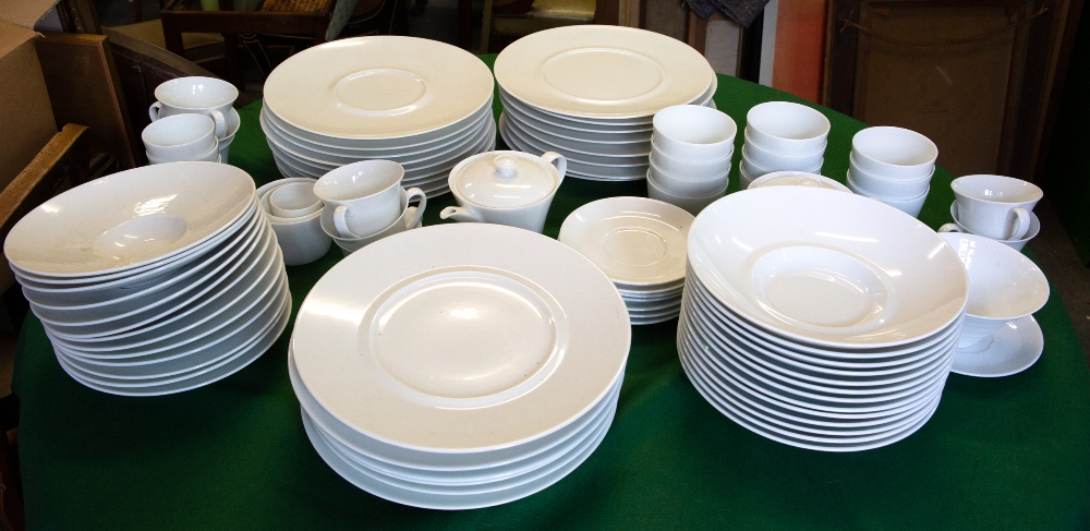 A FRENCH BERNARDAUD LIMOGES WHITE PORCELAIN PART DINNER SERVICE consisting of thirteen bowls, 25.5cm