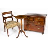 A 19TH CENTURY MAHOGANY CHEST OF TWO SHORT AND TWO LONG DRAWERS with brass swan neck handles and