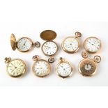 EIGHT GOLD PLATED WALTHAM POCKET WATCHES in mixed condition Condition: all untested