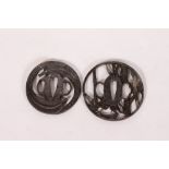TWO LEAD JAPANESE TSUBA the largest 7.5cm diameter At present, there is no condition report prepared