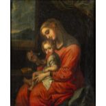 Circle of Carlo Maratti (Italian, 1625-1713) Virgin seated and feeding the Infant Christ, set in
