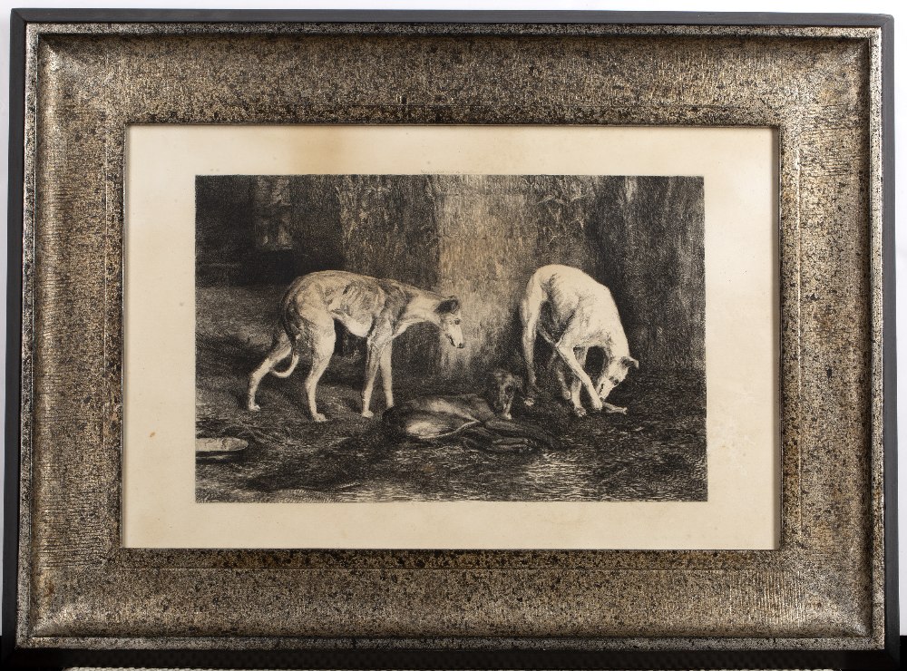 George Barrie (19th Century English School) 'Three dogs' engraving, unsigned, with Imperial Art - Image 2 of 3