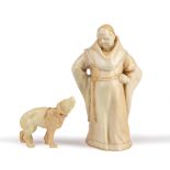 Two Royal Worcester figures 19th Century, probably by James Hadley, of Friar Tuck looking down and a