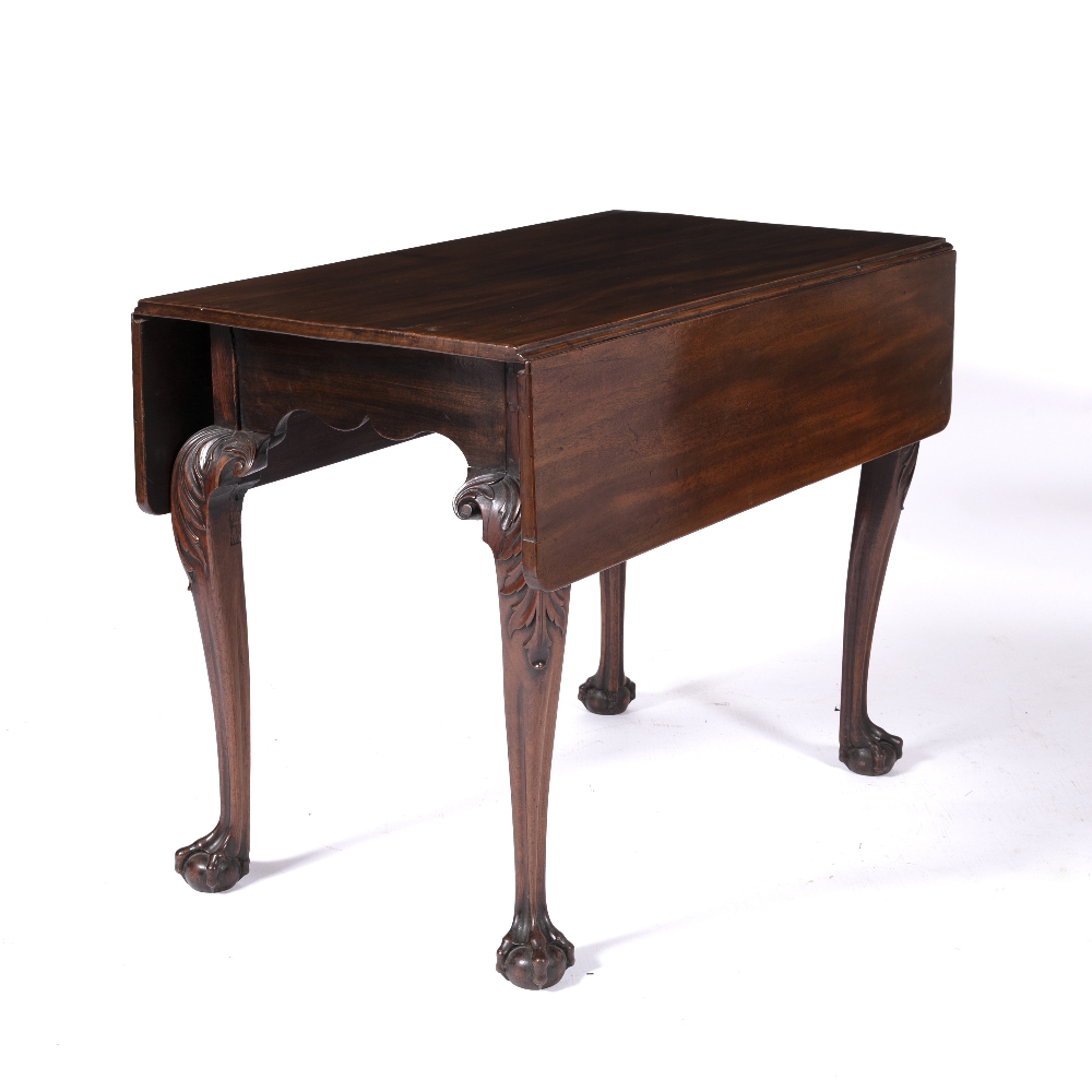 Mahogany drop leaf table probably Irish, George III, on carved ball and claw feet, 91cm x 101cm - Image 2 of 4
