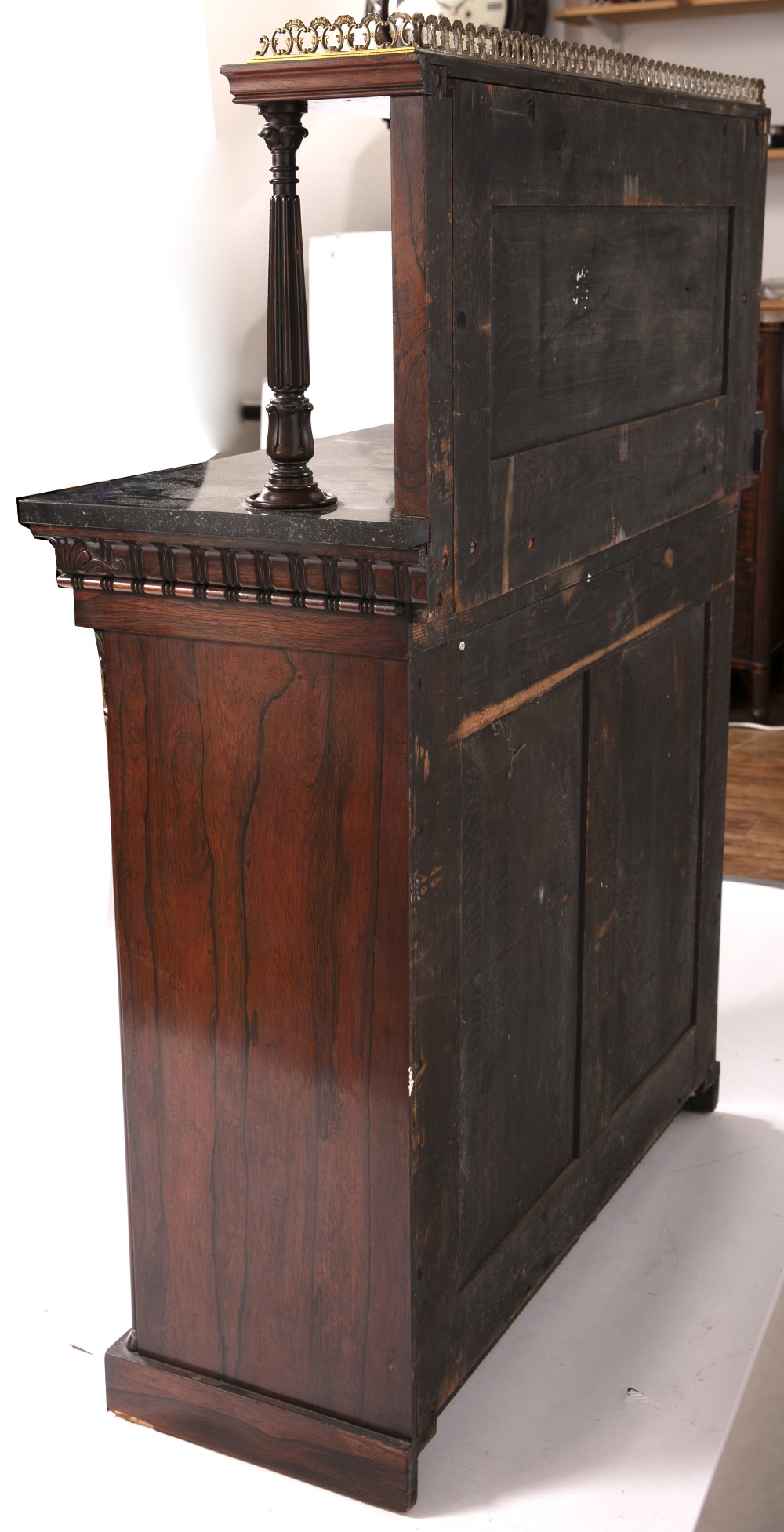 Rosewood chiffonier Regency, with gilt metal rail to the raised back, marble top and panel doors - Image 2 of 4