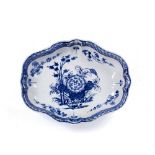 Porcelain oval shaped serving dish English, late 18th Century decorated in underglaze blue in the