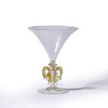 Venetian glass Italian, possibly 18th Century, of trumpet form and with gilt stem, 15cm high