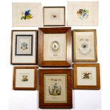 Collection of Victorian Valentine and other embossed cards some framed, and a pair of unframed