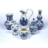 Six pieces of contemporary Delft pottery the tallest ewer measures 35cm, all with contemporary marks