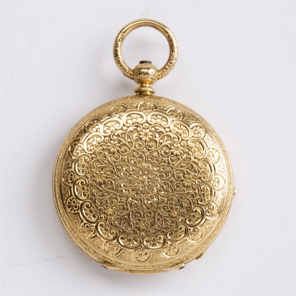 18ct gold cased Grohe pocket watch the dial with black Roman numerals and engraved subsidiary - Image 5 of 5