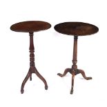 Oak circular tripod table early 19th Century, 46.5cm across, 66cm high and a Victorian mahogany wine