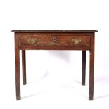 Oak side table George III, with plain rectangular top and fitted drawer, 81cm across, 54.5cm deep,