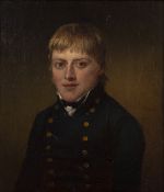 19th Century English School Portrait of a young naval officer, oil on canvas 25cm x 22.5cm